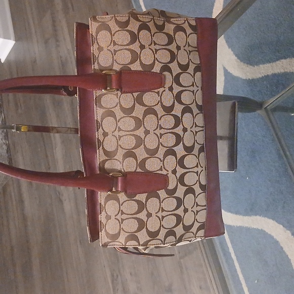 Coach Brooke Carryall Red and Tan Shoulder Bag - Picture 7 of 13